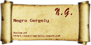 Negro Gergely névjegykártya